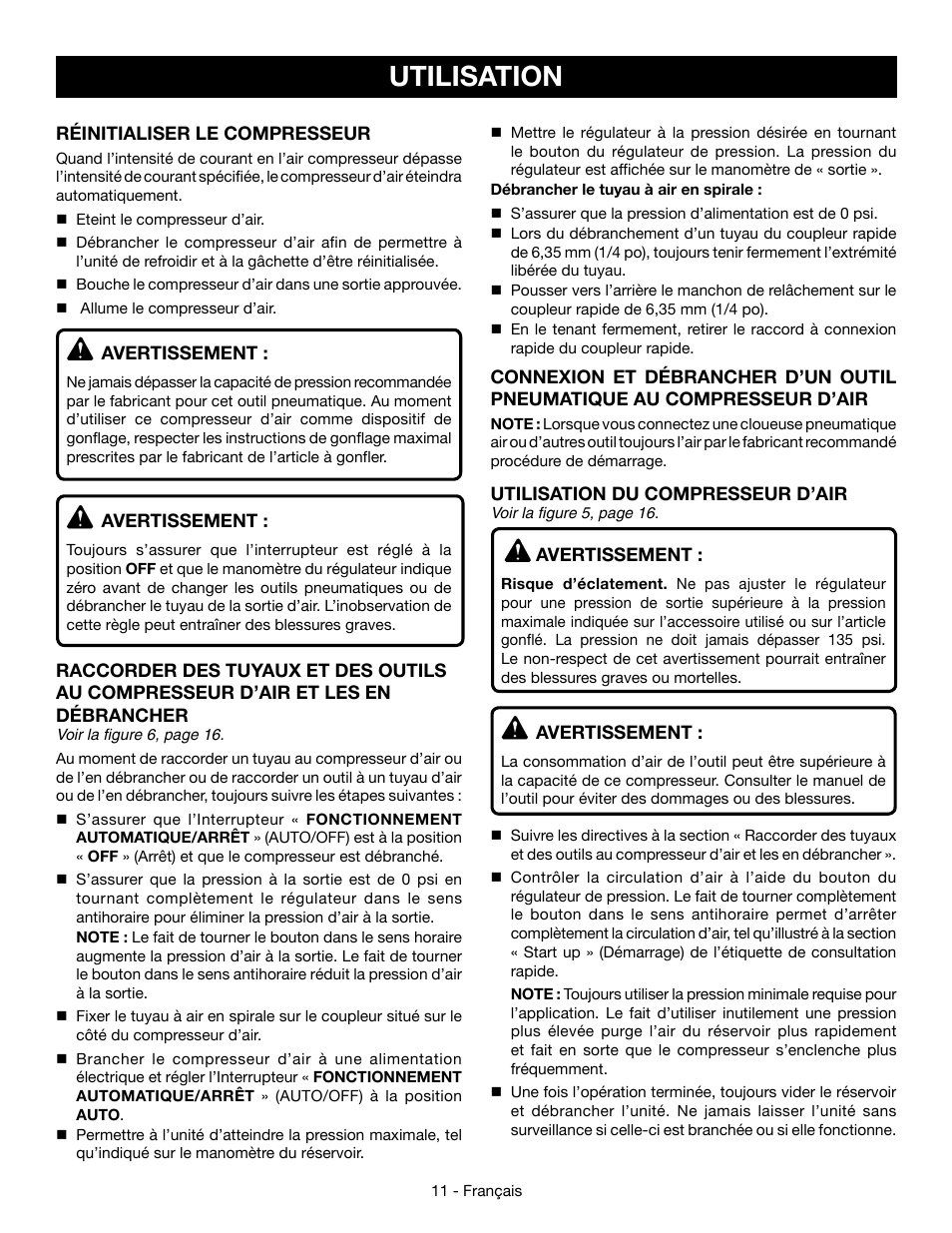 Utilisation | Ryobi YG301PD User Manual | Page 24 / 44