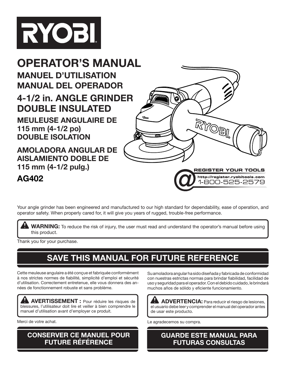 Ryobi AG402 User Manual | 32 pages