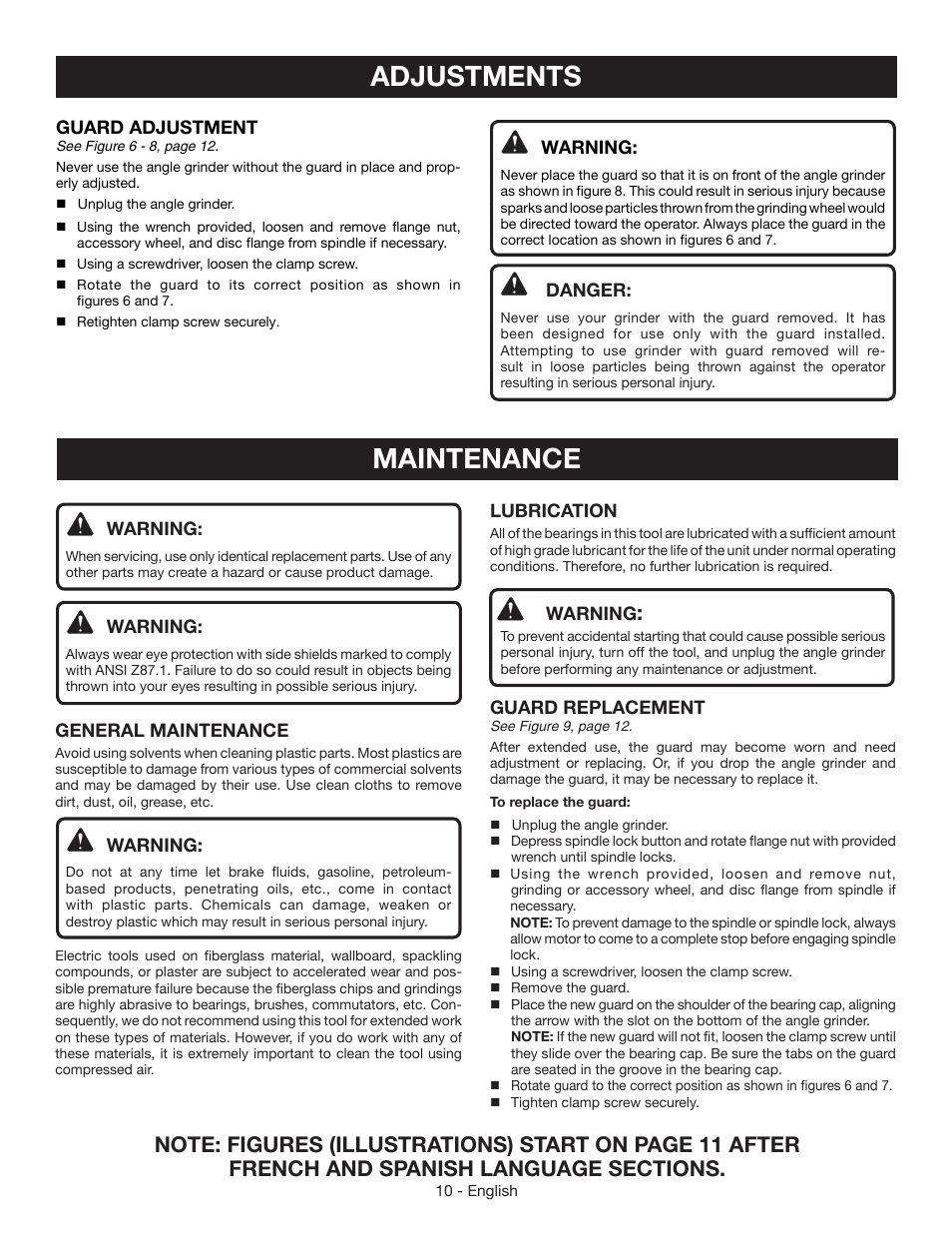 Adjustments, Maintenance | Ryobi AG402 User Manual | Page 10 / 32