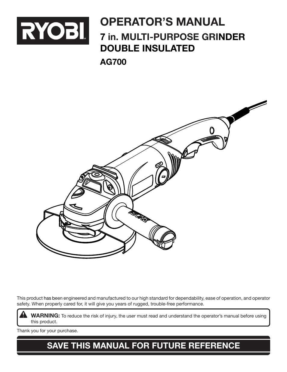 Ryobi AG700 User Manual | 22 pages