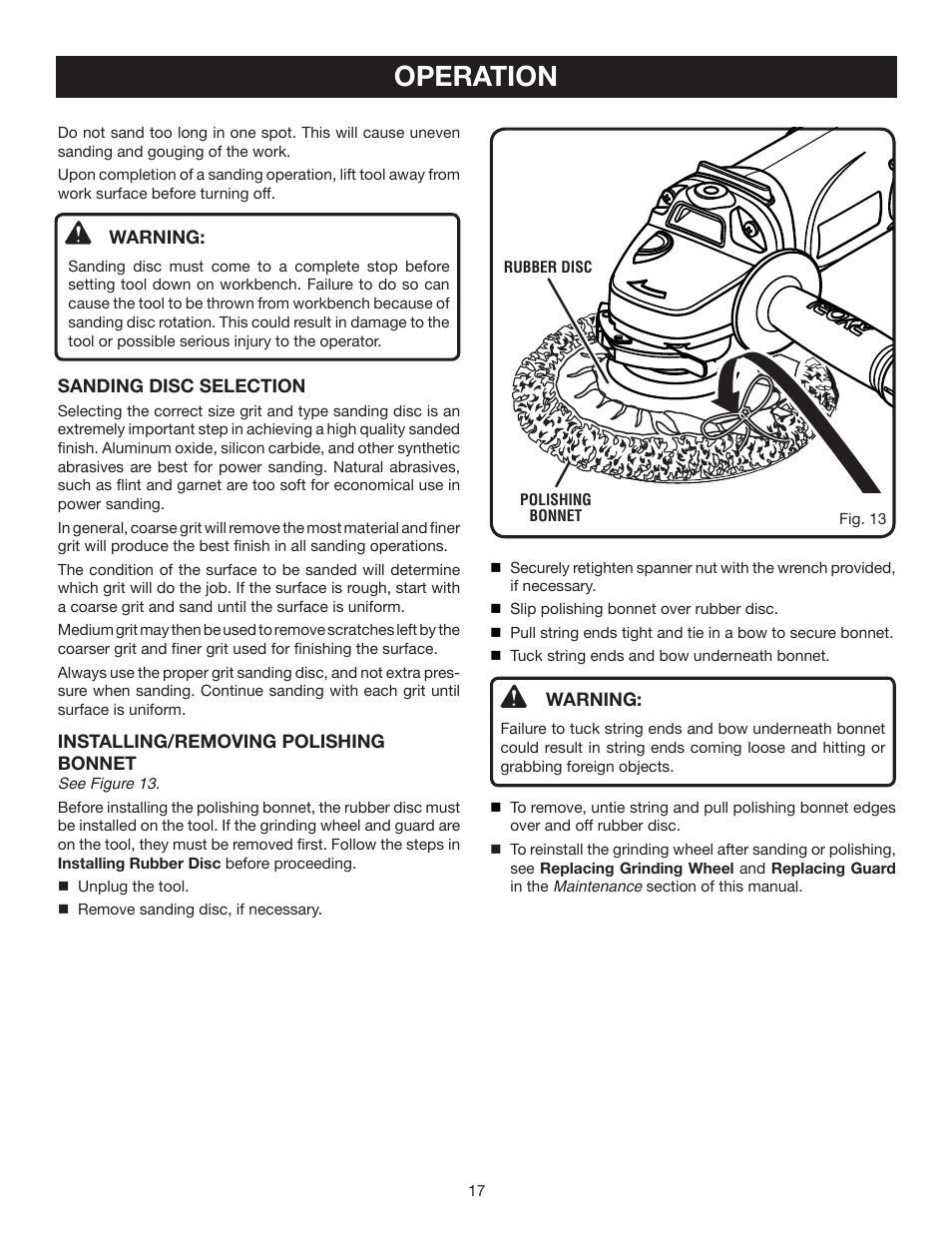 Operation | Ryobi AG700 User Manual | Page 17 / 22