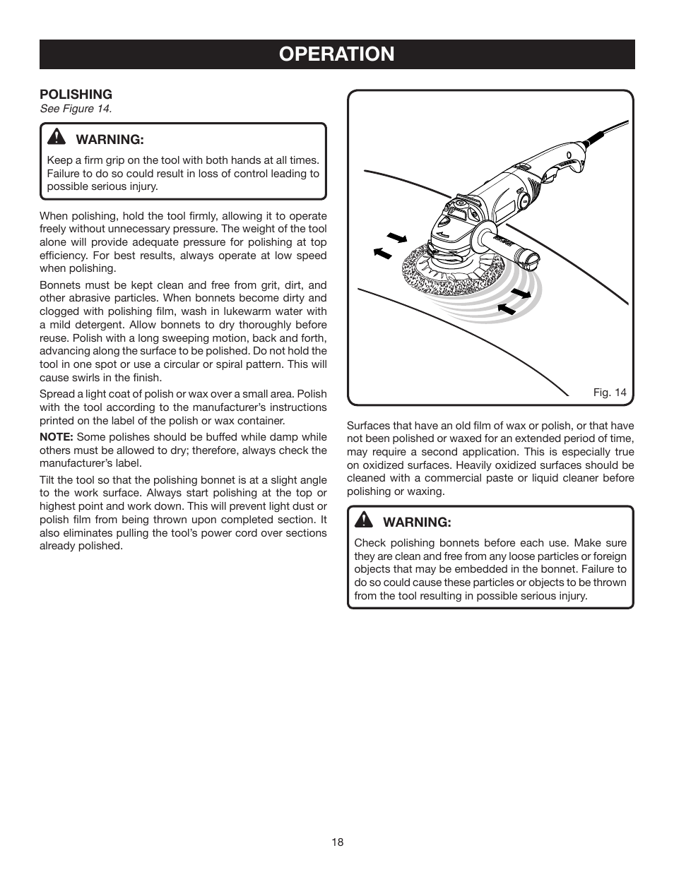 Operation | Ryobi AG700 User Manual | Page 18 / 22