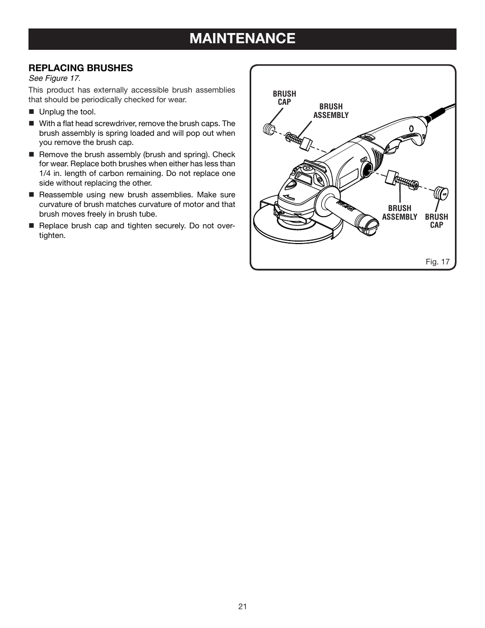 Maintenance | Ryobi AG700 User Manual | Page 21 / 22