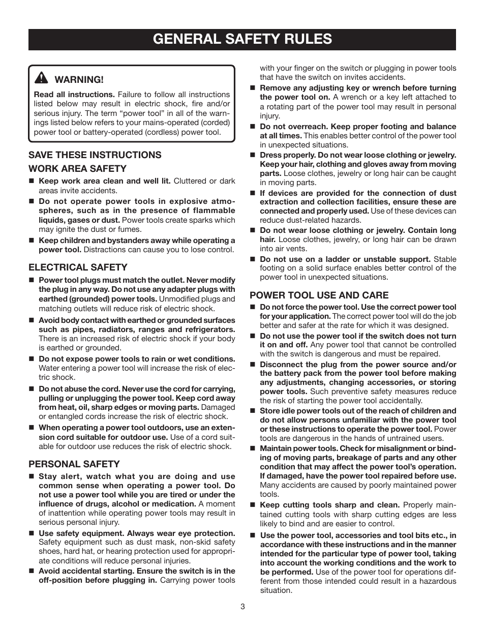 General safety rules | Ryobi AG700 User Manual | Page 3 / 22