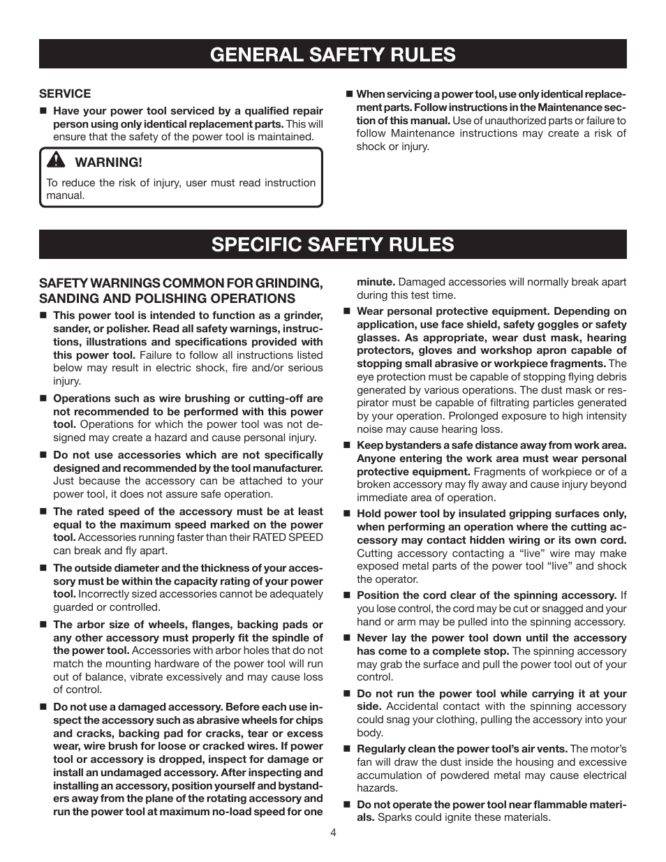 General safety rules specific safety rules | Ryobi AG700 User Manual | Page 4 / 22