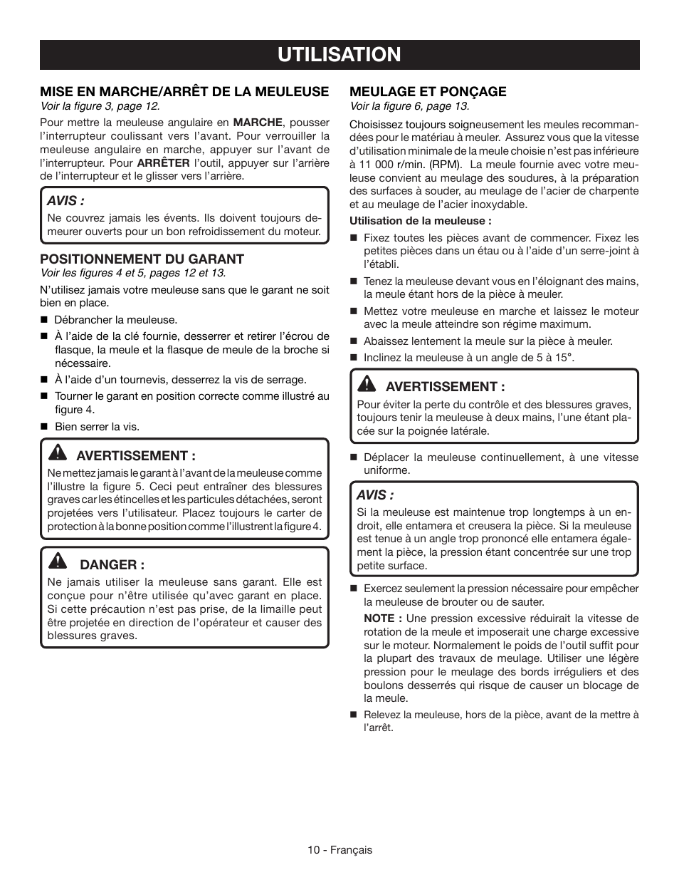 Utilisation | Ryobi AG403 User Manual | Page 20 / 36