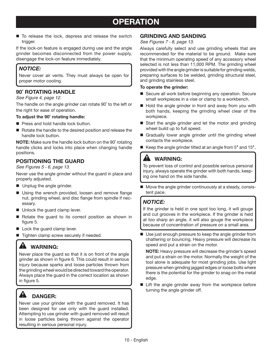 Operation | Ryobi AG453K User Manual | Page 10 / 36