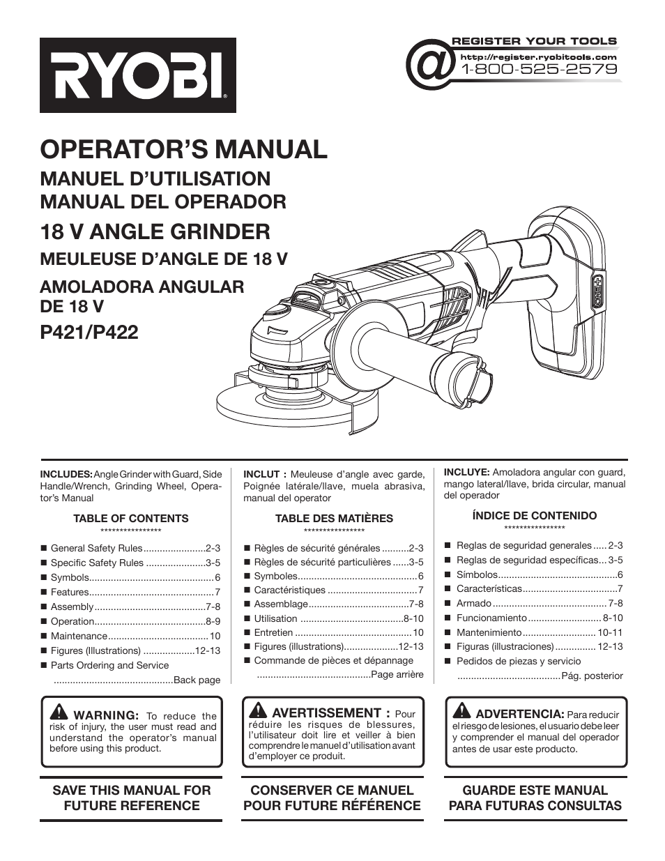 Ryobi P422 User Manual | 32 pages