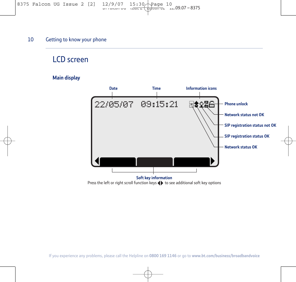 Lcd screen | BT FALCON 8375 User Manual | Page 10 / 44