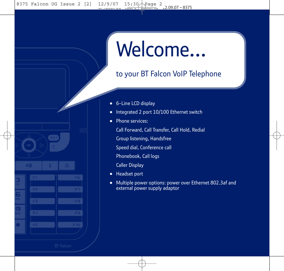 Welcome | BT FALCON 8375 User Manual | Page 2 / 44