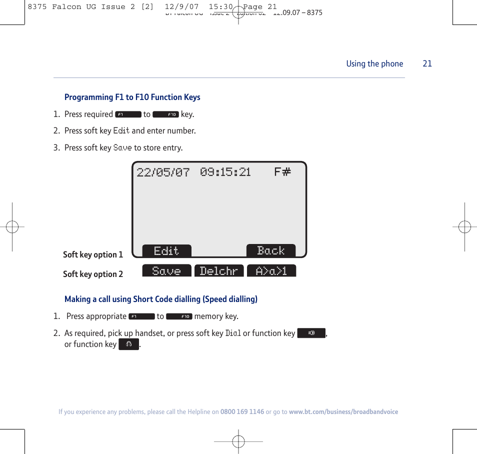 Back | BT FALCON 8375 User Manual | Page 21 / 44