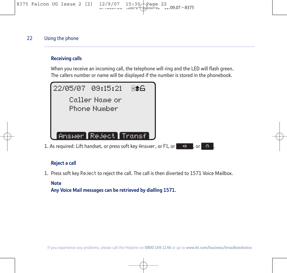 BT FALCON 8375 User Manual | Page 22 / 44