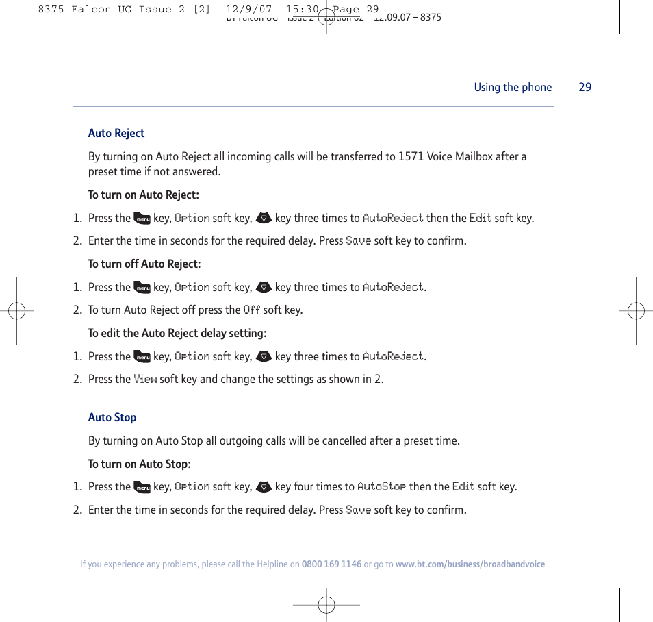 BT FALCON 8375 User Manual | Page 29 / 44