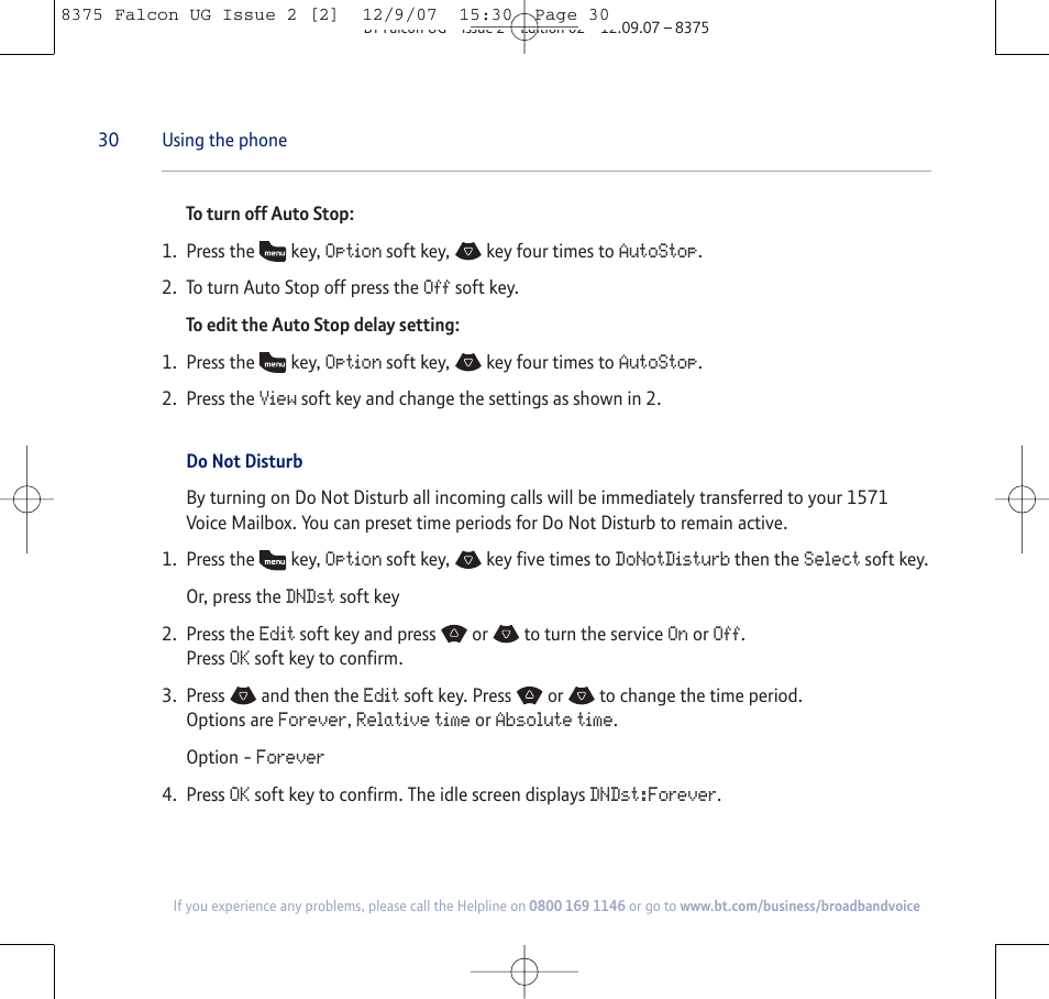 BT FALCON 8375 User Manual | Page 30 / 44