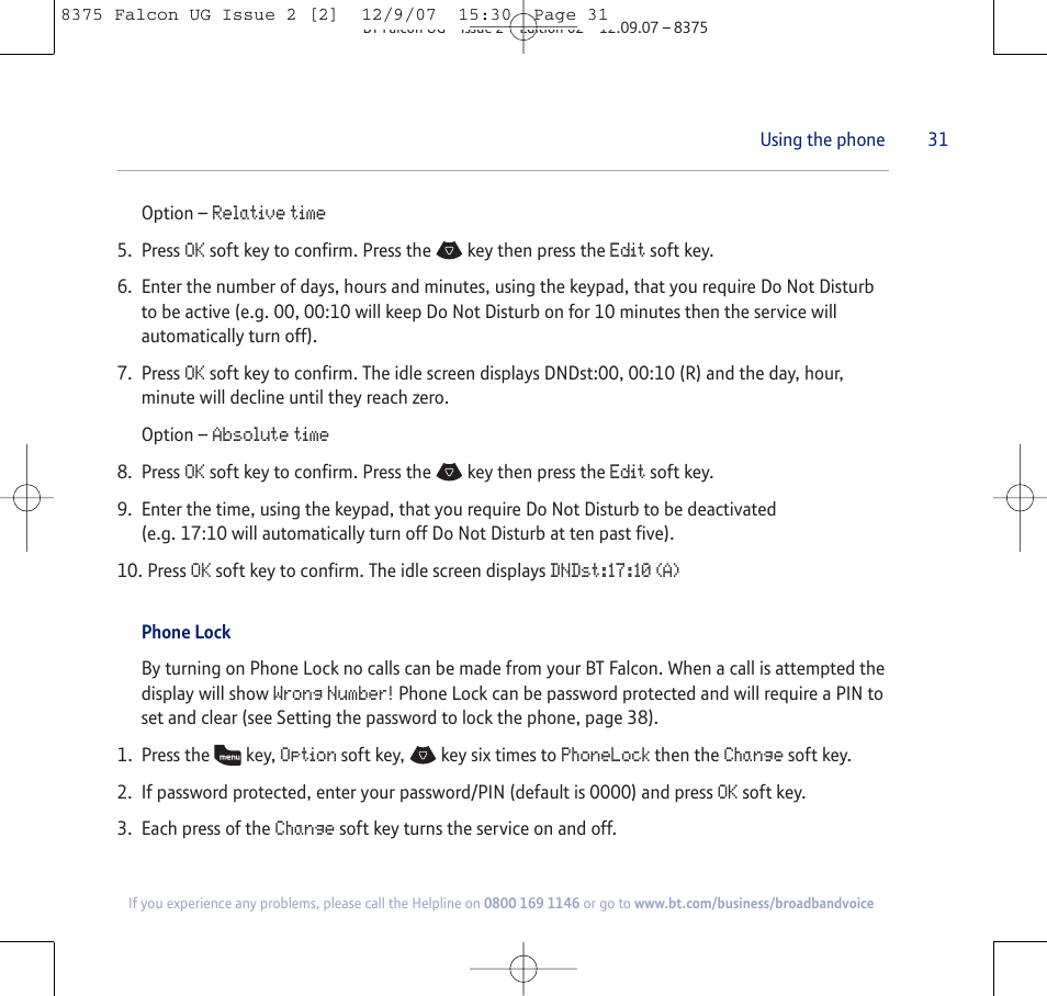 BT FALCON 8375 User Manual | Page 31 / 44
