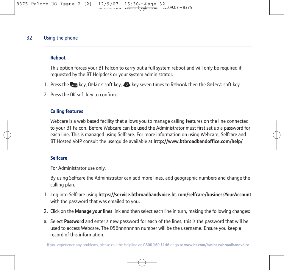 BT FALCON 8375 User Manual | Page 32 / 44