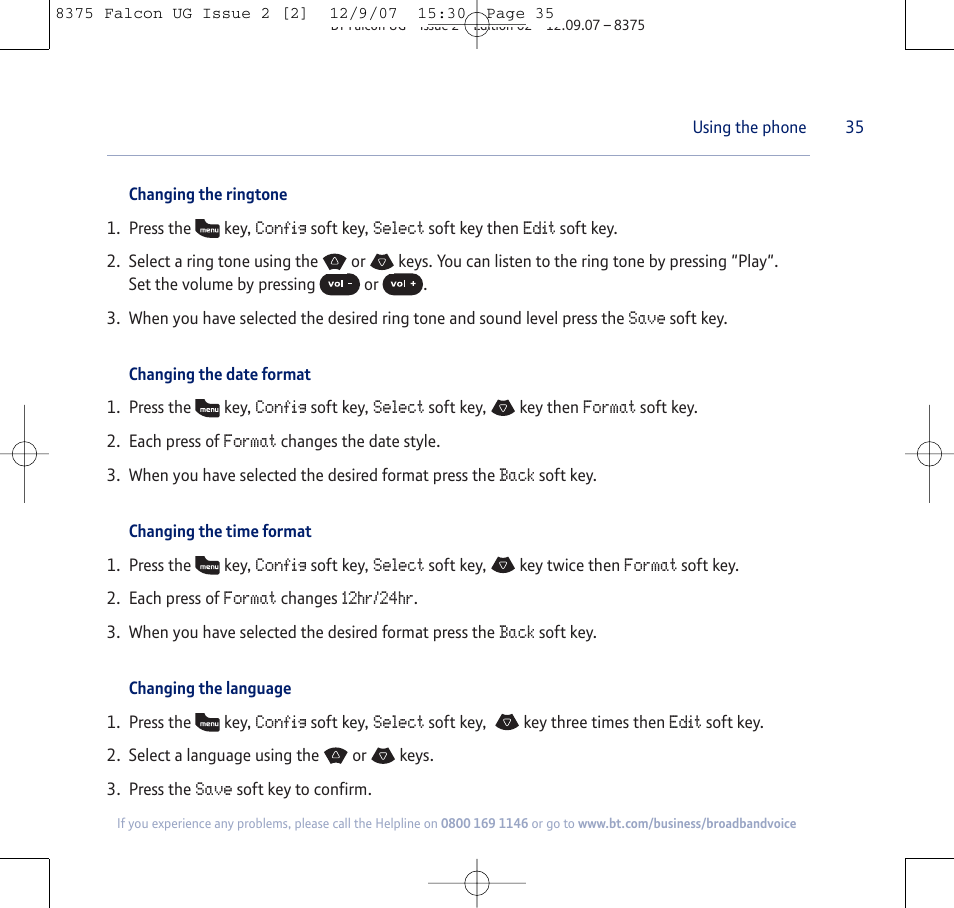 BT FALCON 8375 User Manual | Page 35 / 44