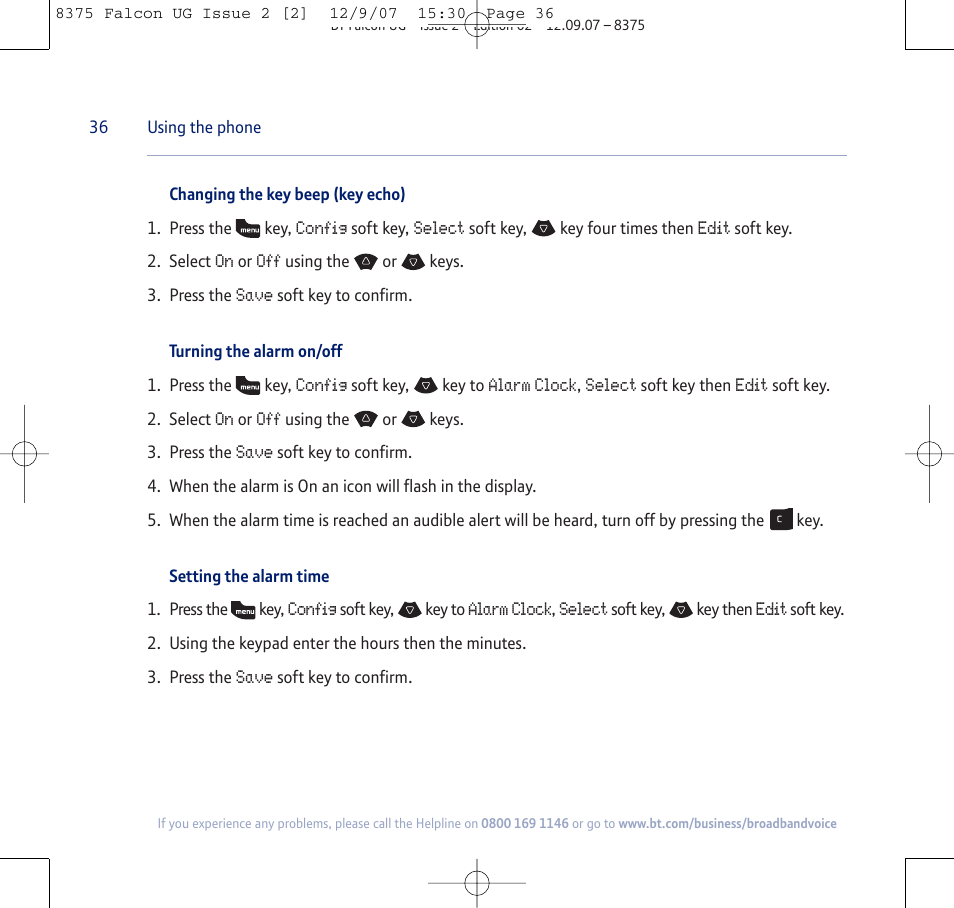 BT FALCON 8375 User Manual | Page 36 / 44