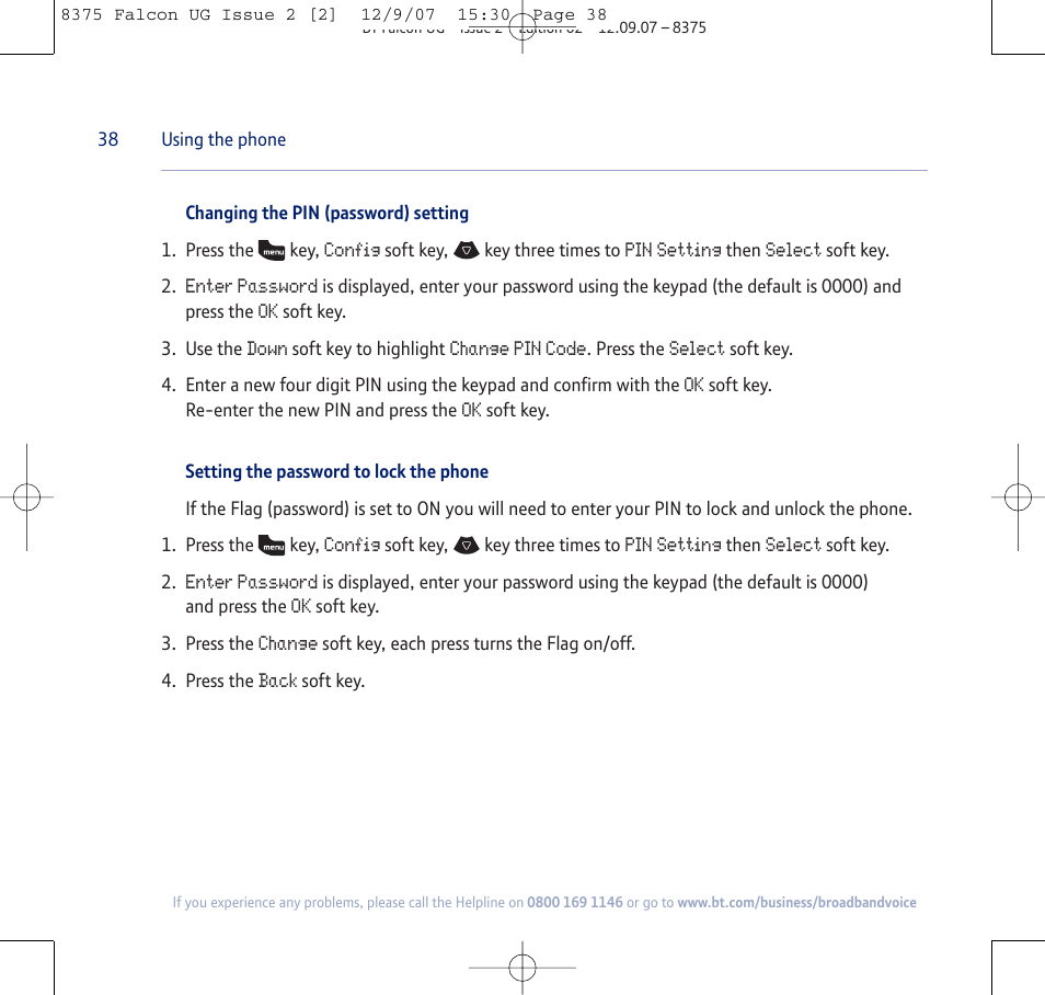 BT FALCON 8375 User Manual | Page 38 / 44