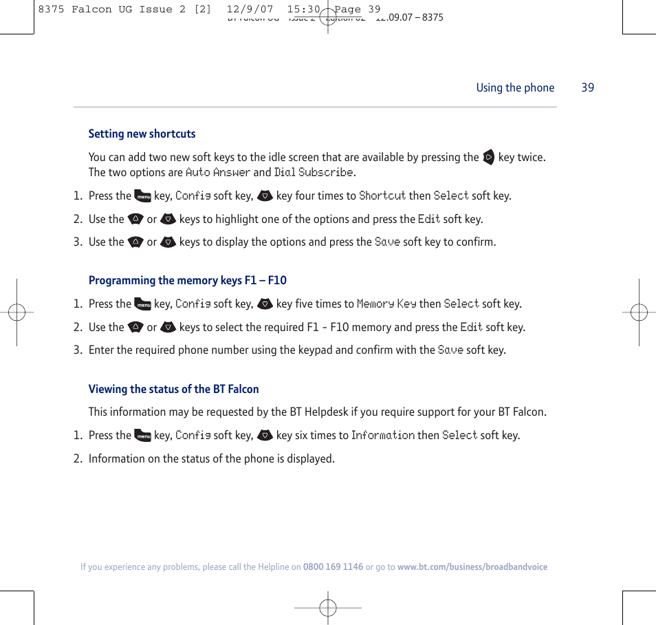 BT FALCON 8375 User Manual | Page 39 / 44