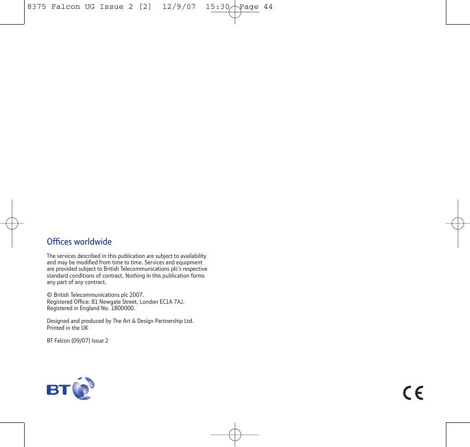 Offices worldwide | BT FALCON 8375 User Manual | Page 44 / 44