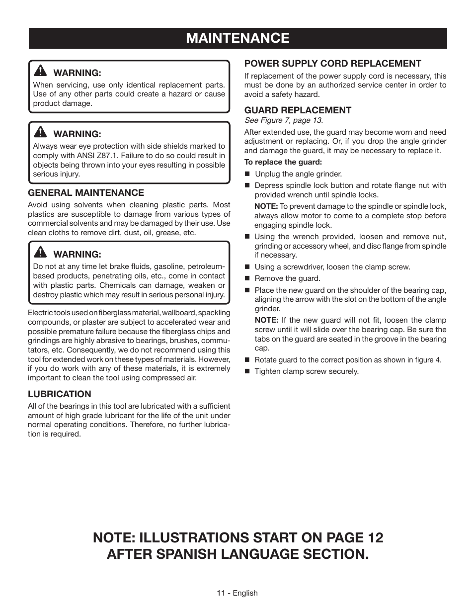 Maintenance | Ryobi AG4031G User Manual | Page 11 / 36