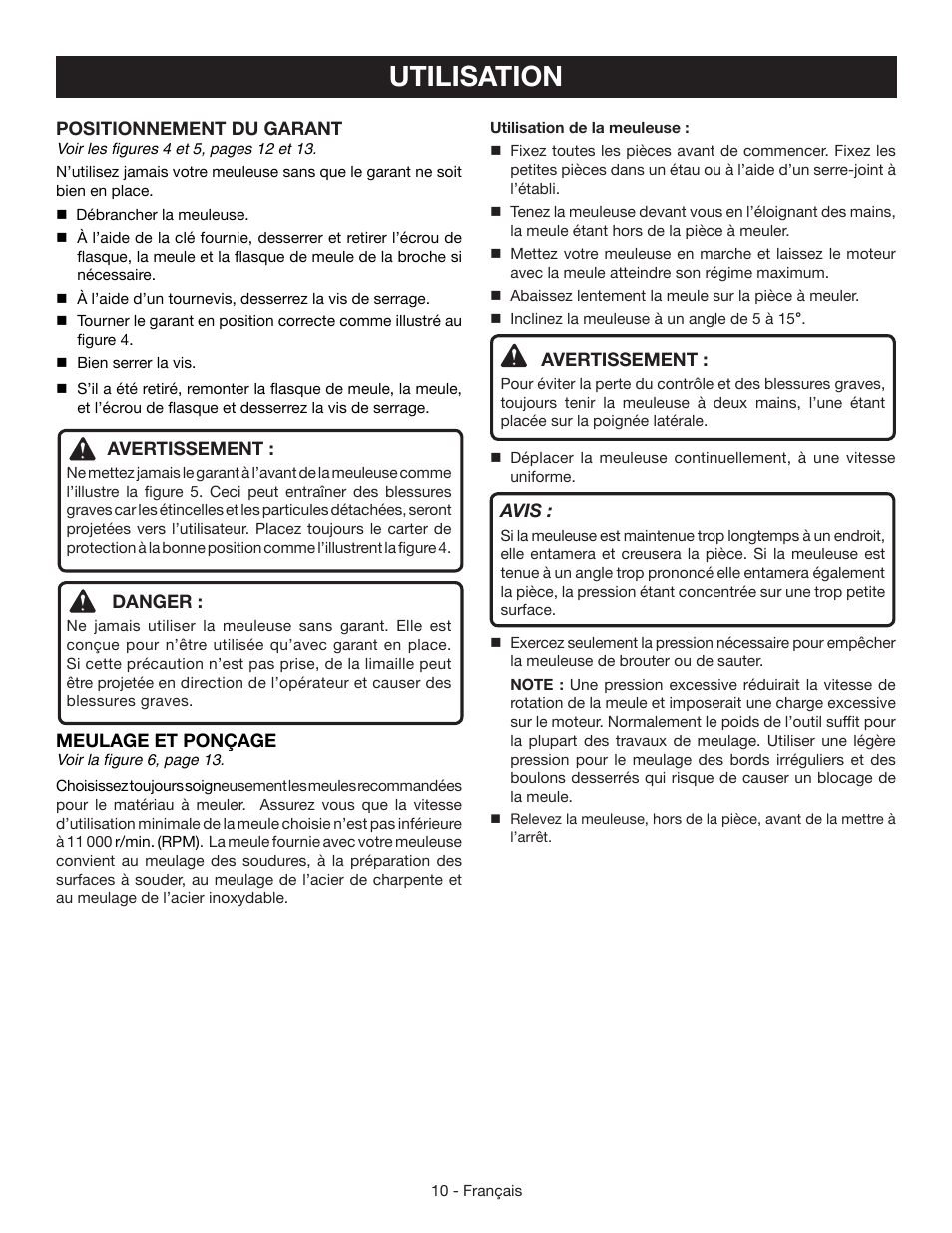 Utilisation | Ryobi AG4031G User Manual | Page 20 / 36