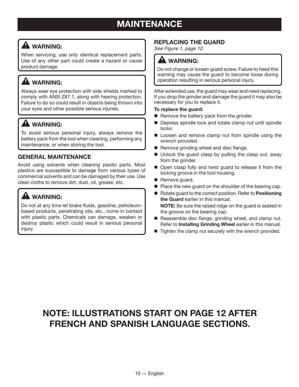 Maintenance | Ryobi P4221 User Manual | Page 10 / 32