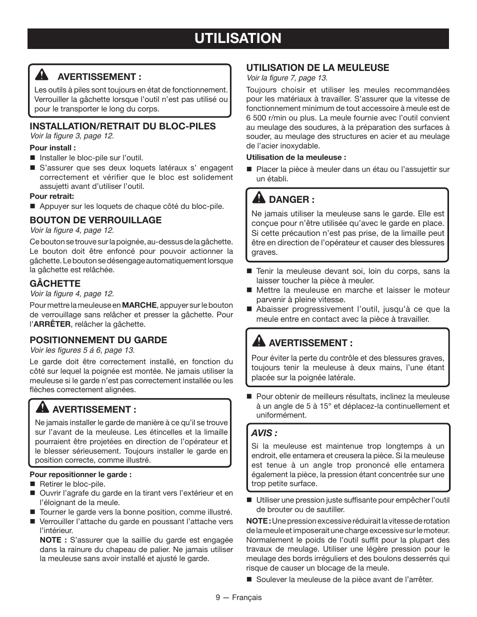 Utilisation | Ryobi P4221 User Manual | Page 18 / 32