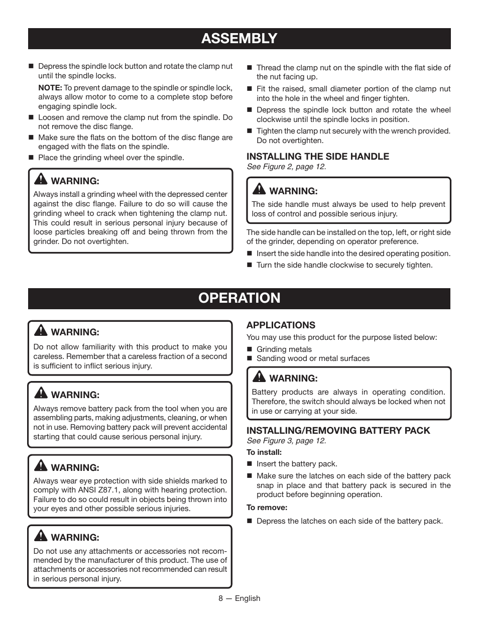 Assembly operation | Ryobi P4221 User Manual | Page 8 / 32