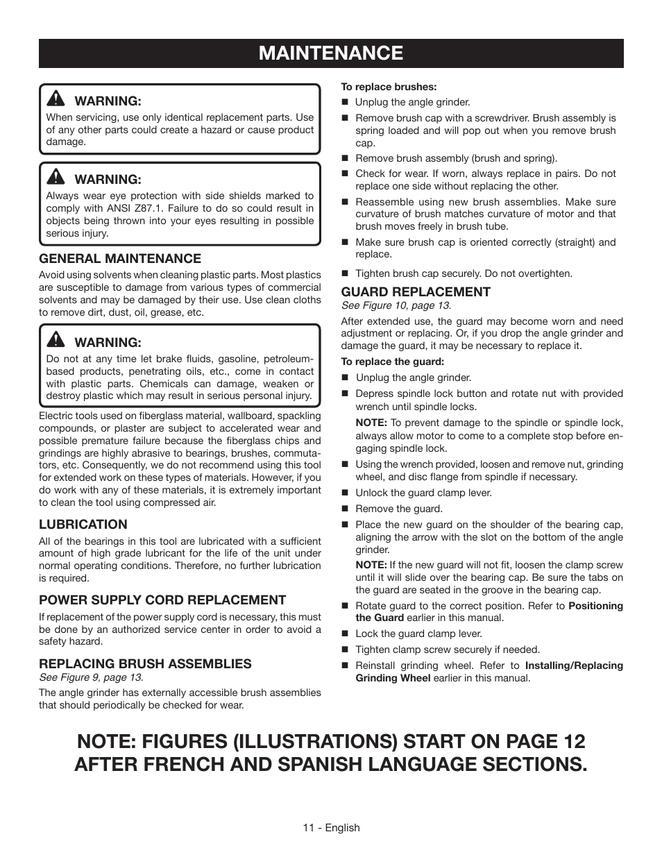 Maintenance | Ryobi AG4531G User Manual | Page 11 / 36