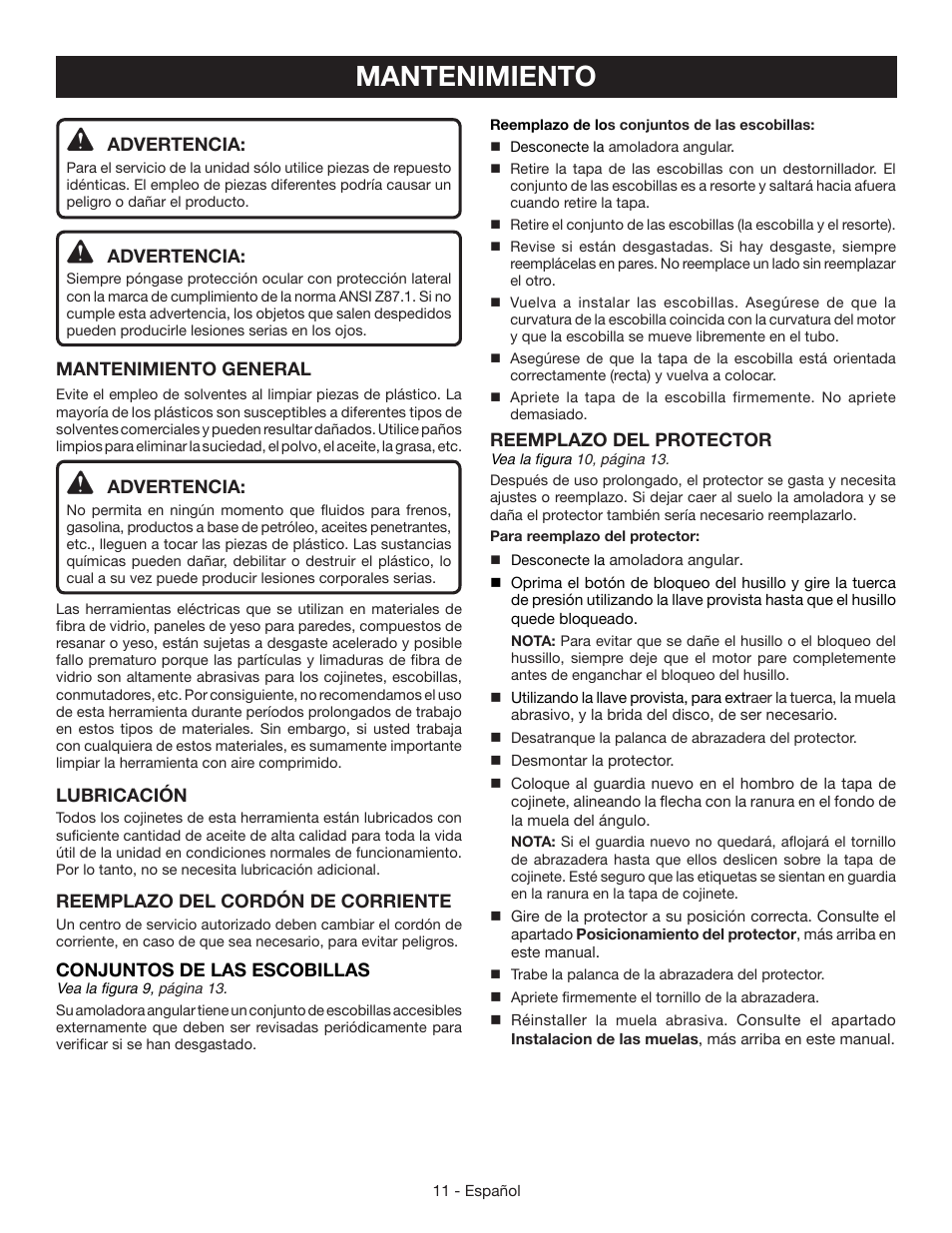 Mantenimiento | Ryobi AG4531G User Manual | Page 31 / 36