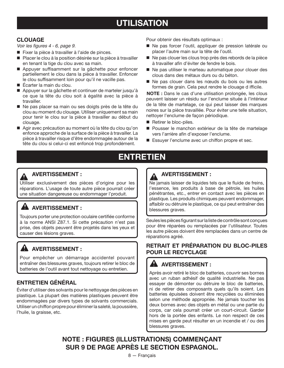 Utilisation entretien | Ryobi JG001 User Manual | Page 15 / 24