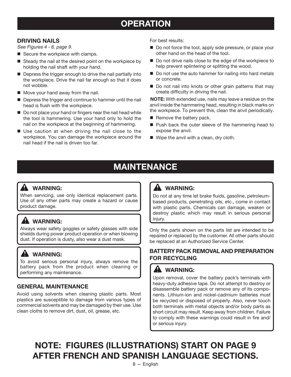 Operation maintenance | Ryobi JG001 User Manual | Page 8 / 24