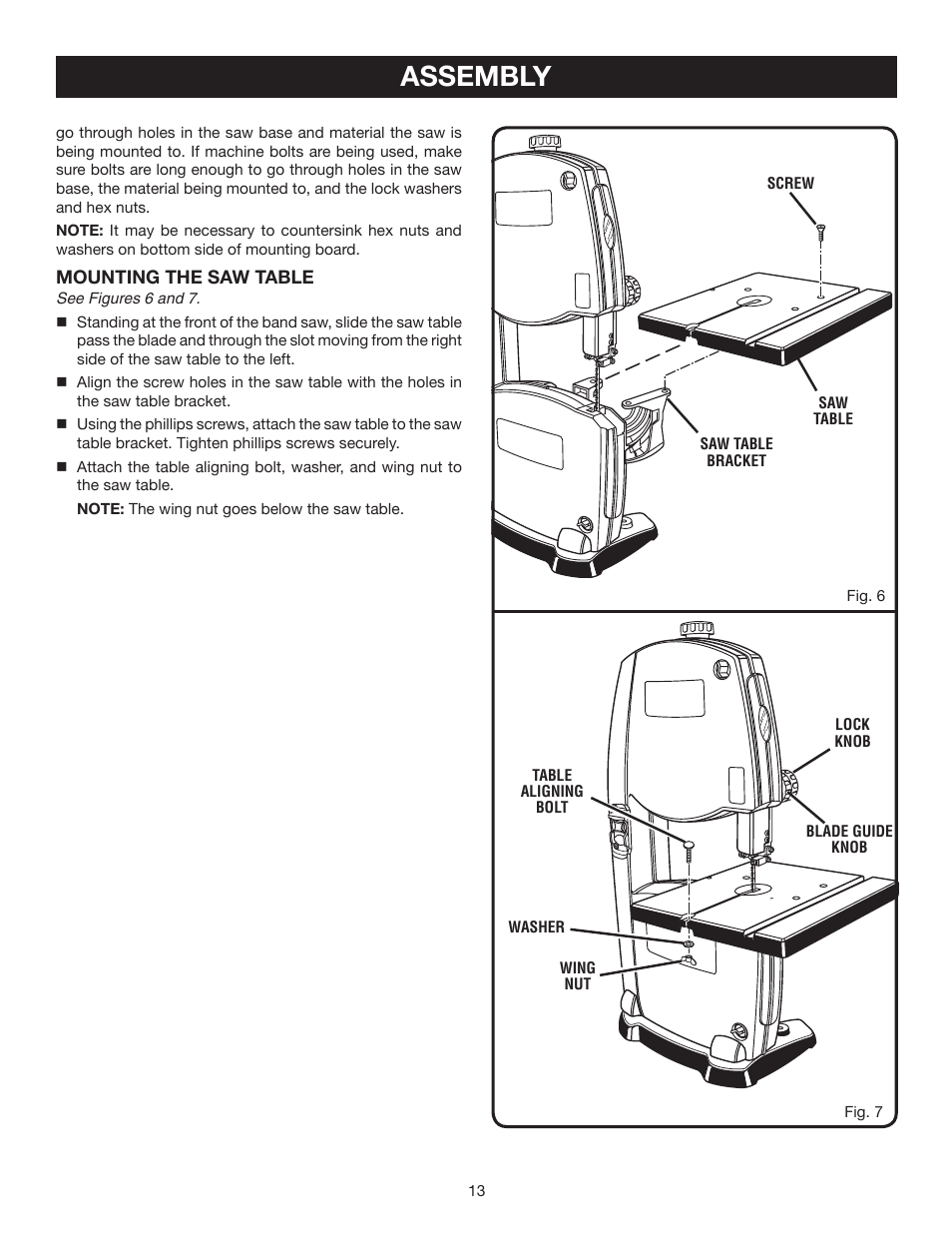 Assembly | Ryobi BS902 User Manual | Page 13 / 26