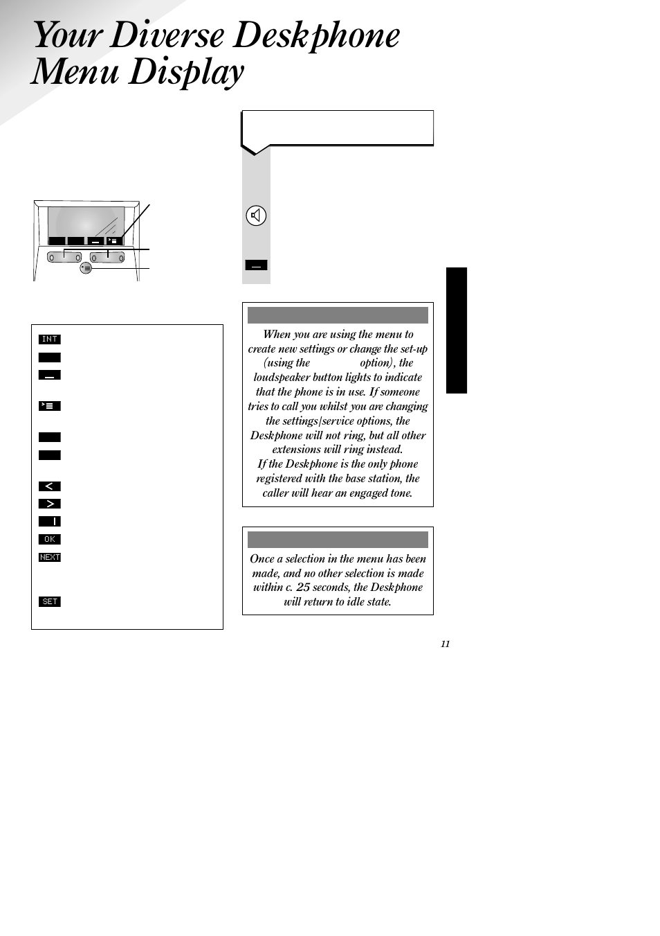Your diverse deskphone menu display | BT 1015  EN User Manual | Page 13 / 46