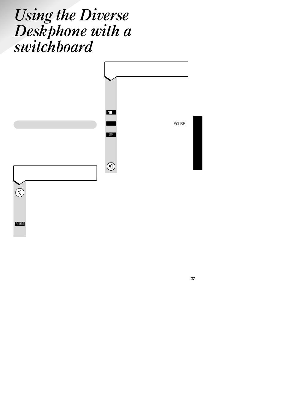 Using the diverse deskphone with a switchboard, Inserting pauses | BT 1015  EN User Manual | Page 29 / 46