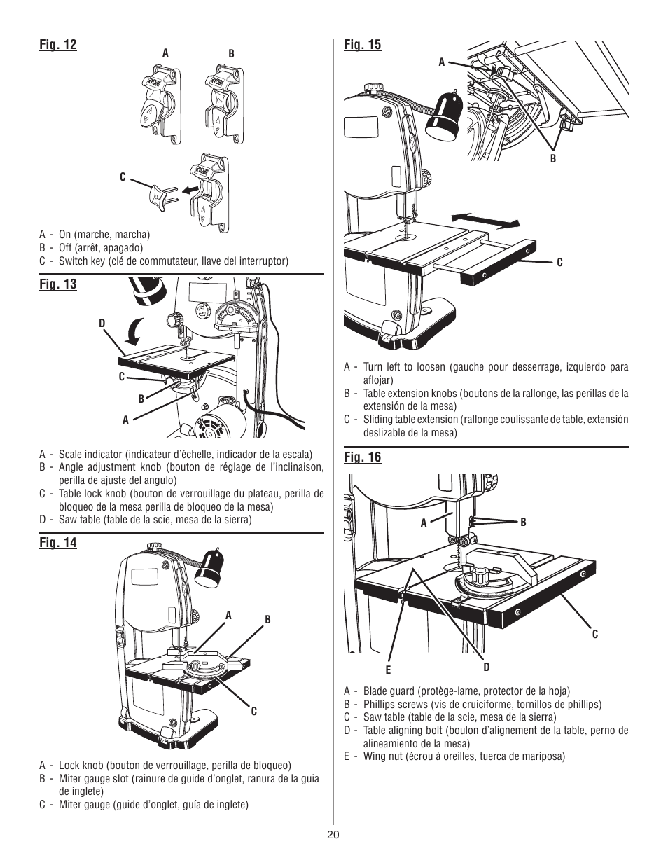 Fig. 15 fig. 16 | Ryobi BS903 User Manual | Page 50 / 56