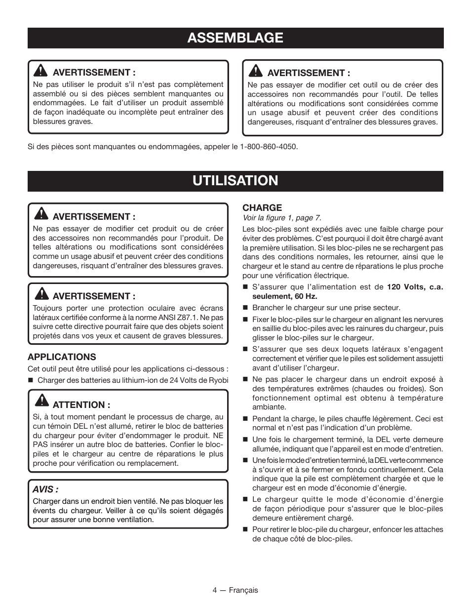 Assemblage, Utilisation | Ryobi OP140 User Manual | Page 8 / 16