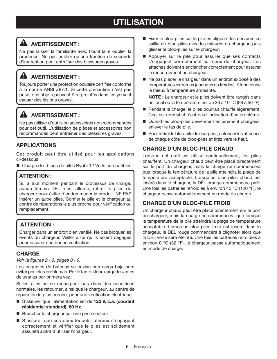 Utilisation | Ryobi C120D User Manual | Page 13 / 24