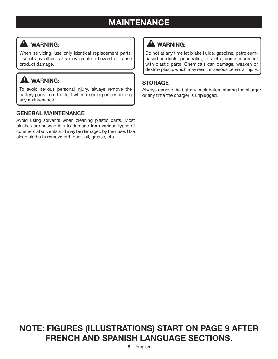 Maintenance | Ryobi C120D User Manual | Page 8 / 24