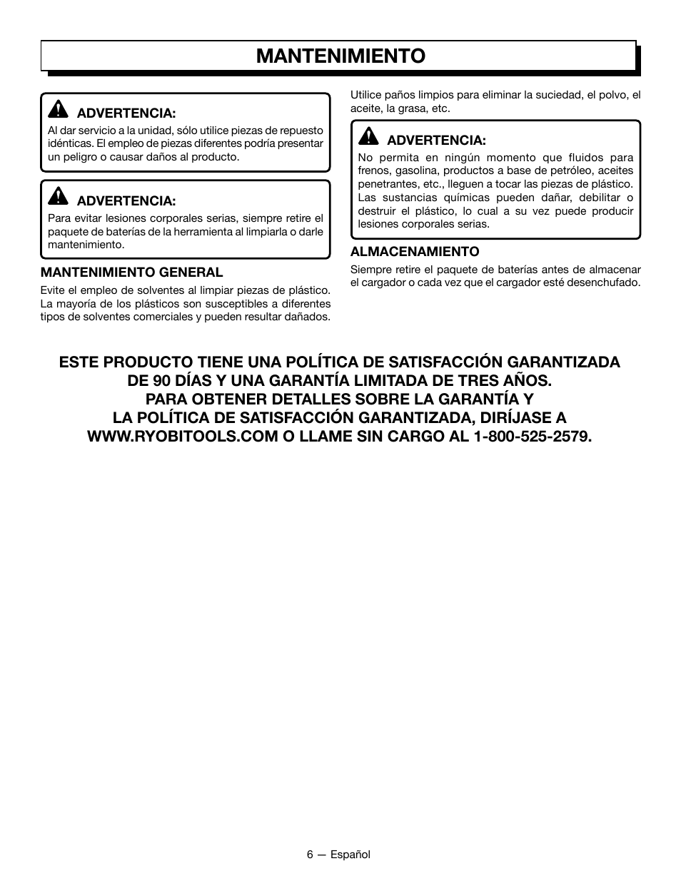 Mantenimiento | Ryobi C120N User Manual | Page 16 / 20