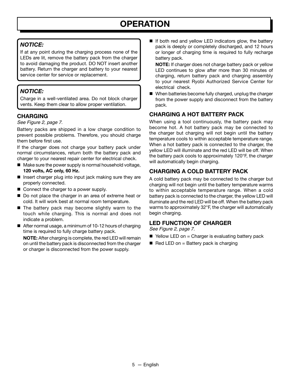 Operation | Ryobi C120N User Manual | Page 5 / 20