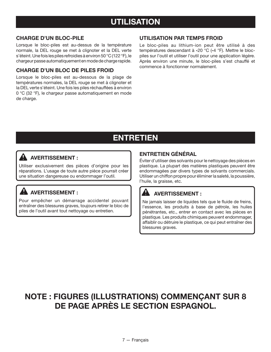 Utilisation, Entretien | Ryobi C122D User Manual | Page 13 / 24