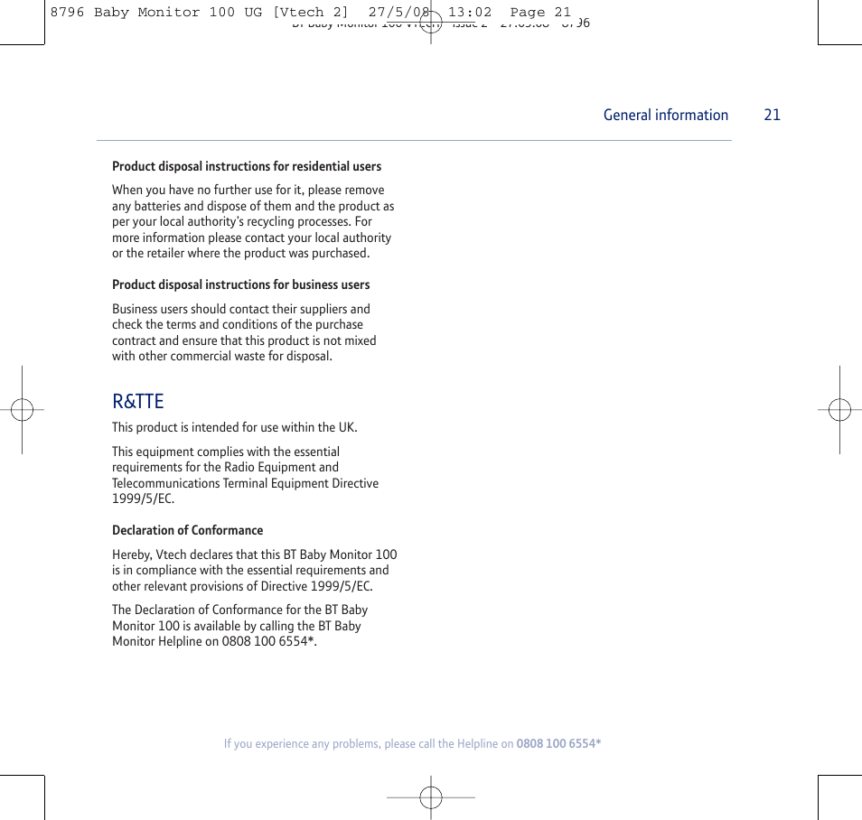 R&tte | BT VTECH User Manual | Page 21 / 24