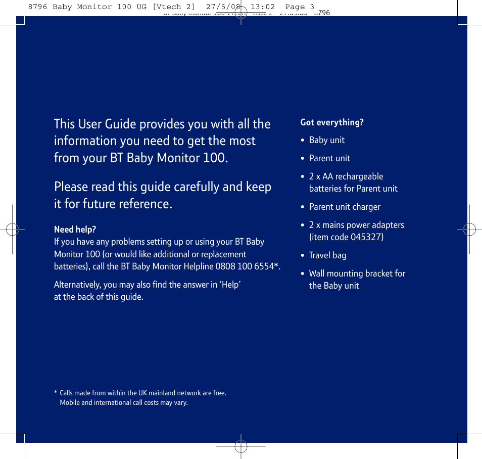 BT VTECH User Manual | Page 3 / 24