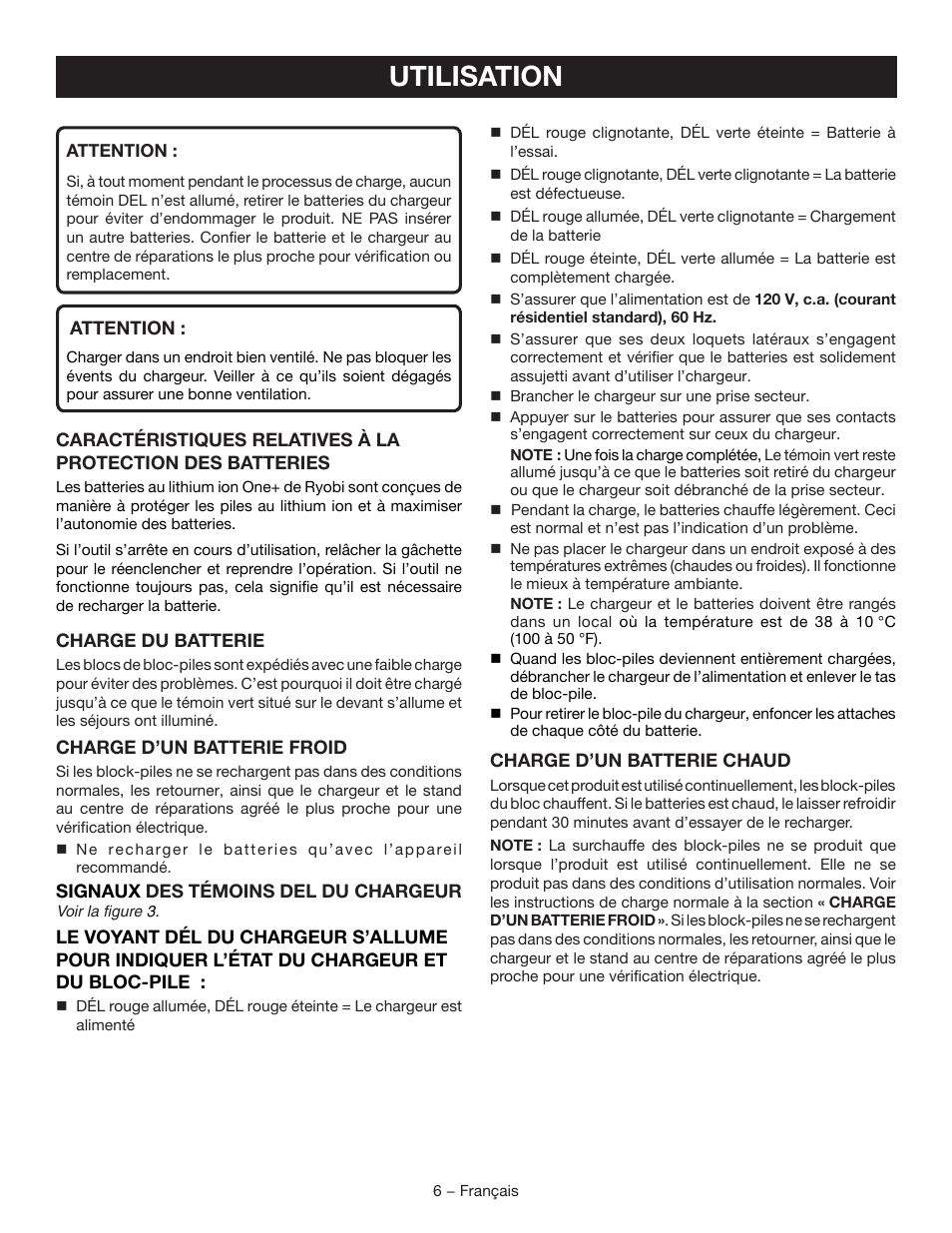 Utilisation | Ryobi CH120L User Manual | Page 14 / 28