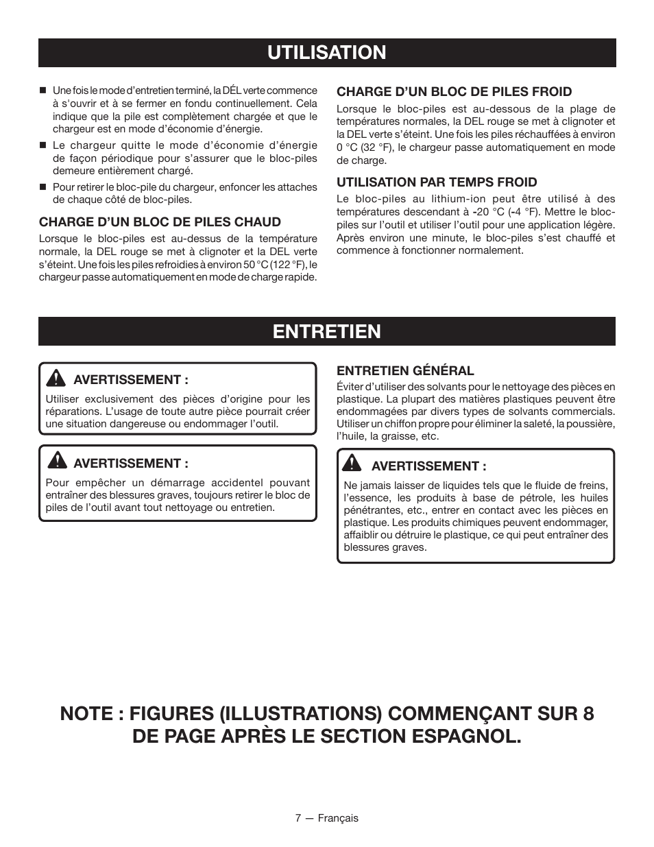 Utilisation, Entretien | Ryobi P114 User Manual | Page 13 / 24