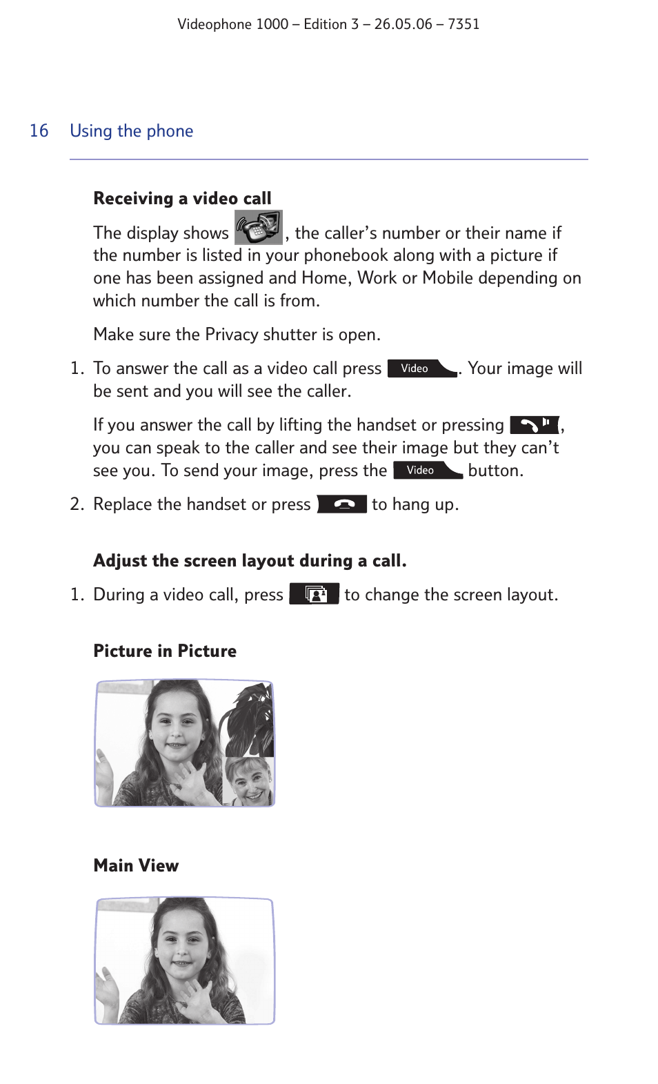 BT Videophone 1000 User Manual | Page 16 / 56