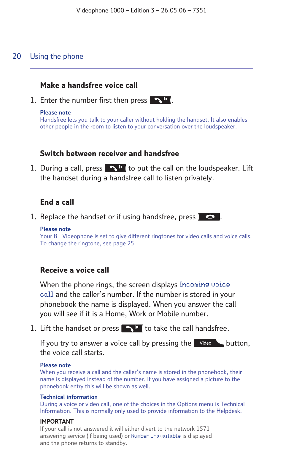 BT Videophone 1000 User Manual | Page 20 / 56